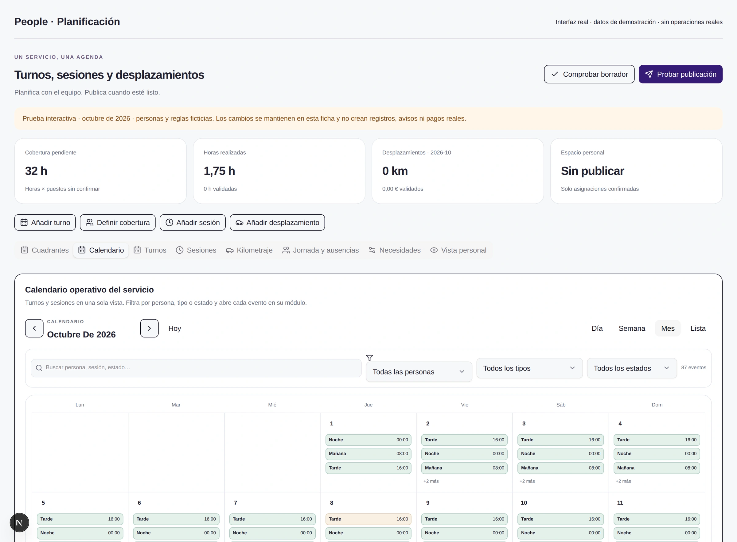 Turnos, sesiones y programación para acompañar el día a día.